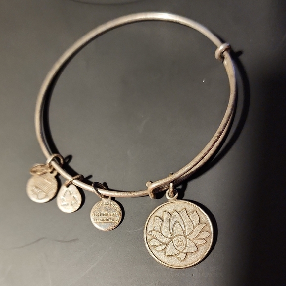 Alex and Ani Jewelry - Alex And Ani Silver Lotus Charm Bangle Bracelet
